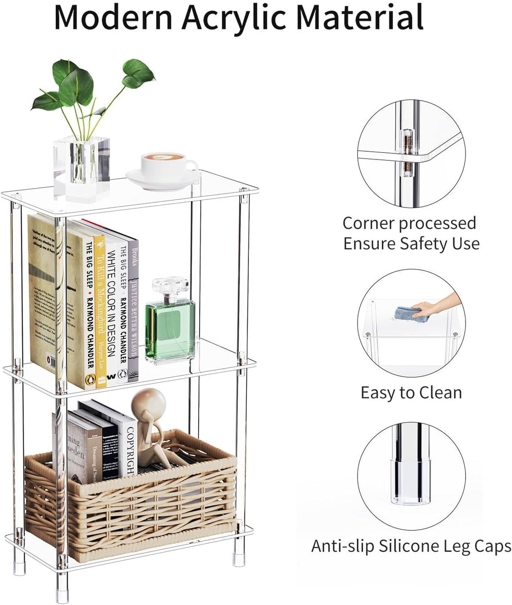 Clear Acrylic Narrow Side Table for Small Spaces, 15.75" L x 7.87" ...