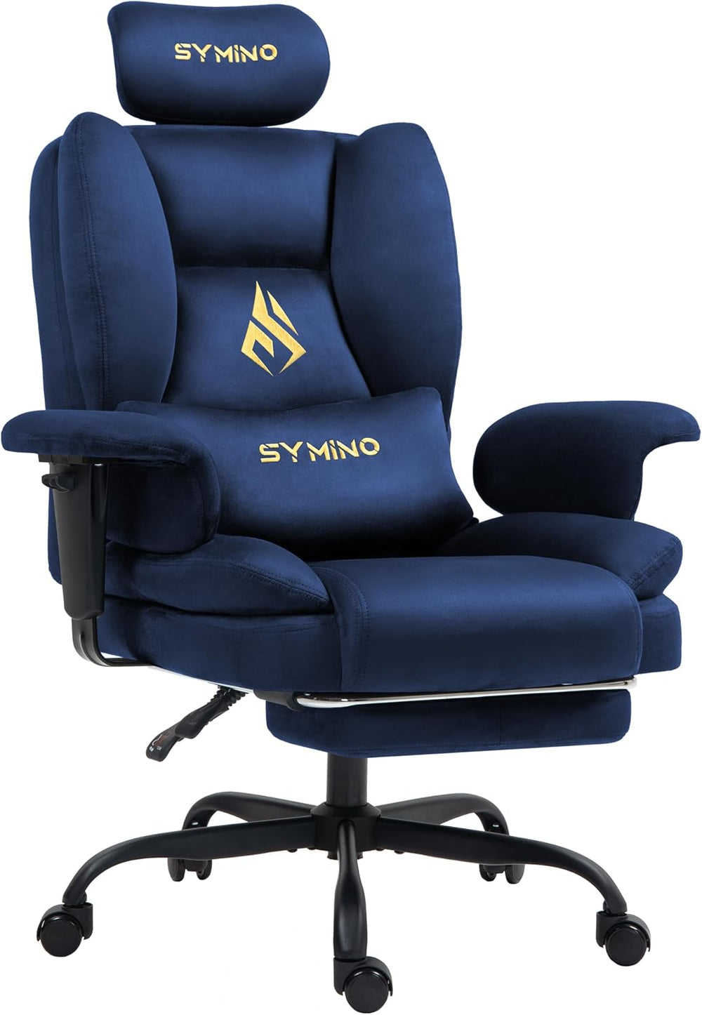 Symino Gaming Chair with Footrest, Up/Down Armrests, Suede Fabric Ergonomic O...