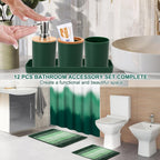 iMucci Bathroom Accessories Dark Green Bathroom Sets with Shower Curtain and Rug,Shower Curtain Set,Bath Rugs Home Decor
