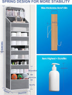 Over the Door Organizers - 5 Shelf Hanging Door Storage with 5 Spacious Pockets, Anti -Tilt 44 lb Load Behind Door Organizer for Bedroom,Nursery,Bathroom,Kitchen,Dorm,Pantry - 1 Pack,Grey