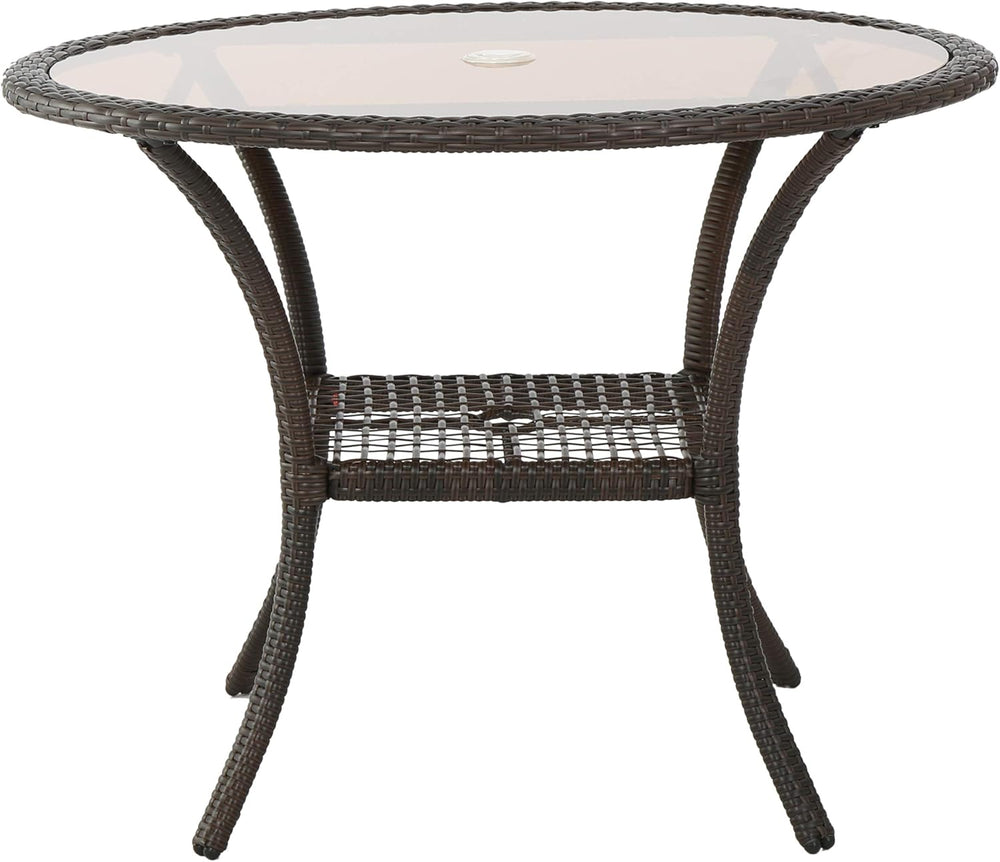 Christopher Knight Home San Pico Wicker Glass Table, Multibrown