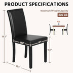 Yaheetech Dining Chairs Set of 6 Faux Leather Modern Dining Room Chairs with Rubberwood Legs and Padded Seat for Kitchen/Living Room/Restaurant, Black