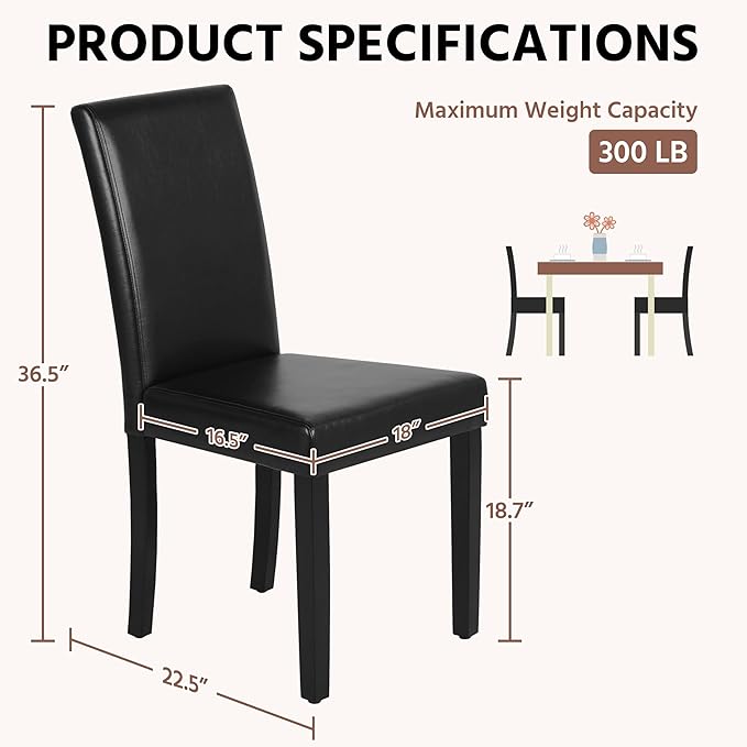 Yaheetech Dining Chairs Set of 2 Faux Leather Modern Dining Room Chairs with ...