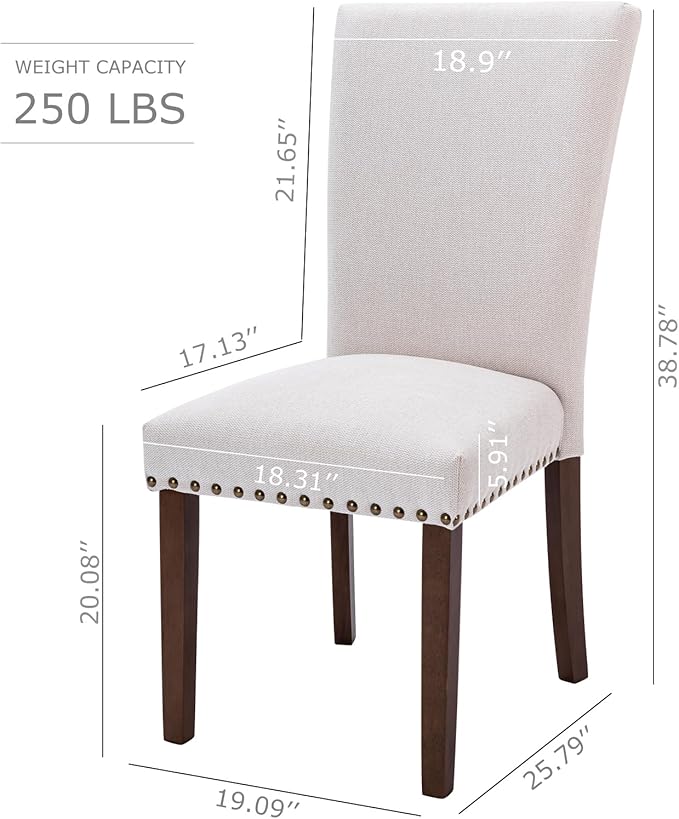 COLAMY Upholstered Parsons Dining Chairs Set of 4, Fabric Dining Room Kitchen...