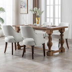 Farmhouse Dining Chairs Set of 2 PU Leather Upholstered Accent Side Chair Wood Kitchen Chairs for Living Room/Dining Room/Bedroom/Restaurant, Upgraded Size, White