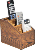 Wooden Remote Control Holder Organizer, 3 Compartment Storage Slots, TV Remote Holder for Table, TV Remote Media Remote Storage Box for Living Room (Brown)