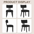 GOTMINSI Mid Century Modern Dining Chairs,Velvet Farmhouse Upholstered Kitchen Chairs, Accent Curved Backrest Dining Room Chairs with Hardwood Legs (Black, 4PCS)