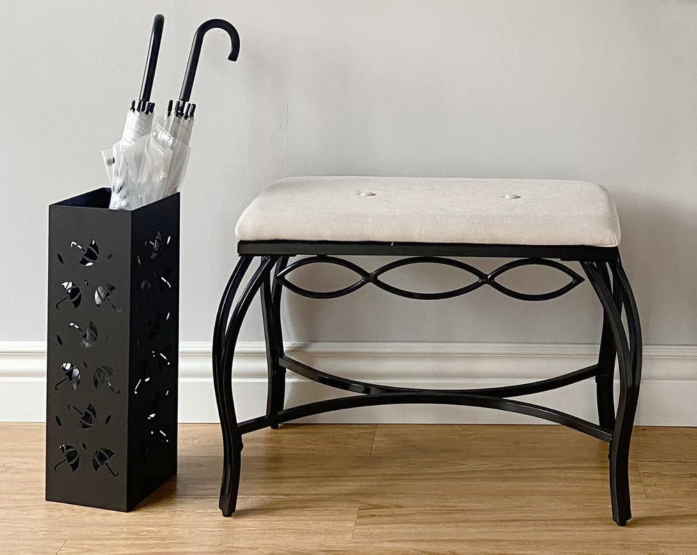 Mango Steam White Shoe Bench - Vanity Seat for Makeup Room, Dressing Stool, E...