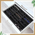 Amylove 2 Pcs Sunglass Organizer Trays Glasses Stackable Jewelry Trays Sunglass Organizer Display Box (18 Grids,Black)
