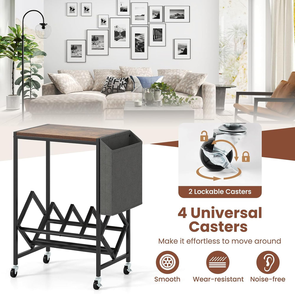 Giantex Record Player Stand, Rolling 2-Tier Turntable Stand with Storage Shel...