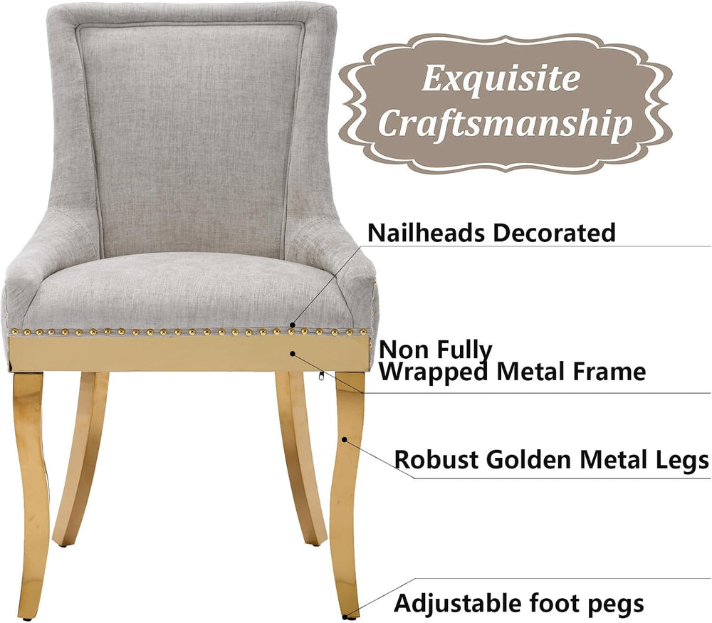 Aoowow Luxury Fabric Upholstered Side Chairs for Kitchen Set of 2, Sillas de ...