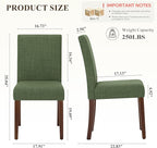 Upholstered Parsons Dining Chairs Set of 4, Modern Dining Room Chairs with Back, Fabric Kitchen Side Chairs with Wood Legs for Dinner Farmhouse Restaurant, Green