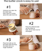 French Butter Dish, Butter Crock for Counter with Water Line, Ceramic Butter Keeper for Spreadable Butter - Chrismas Gift Home Kitchen Decor - Reactive Glaze Collection - White