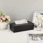 Sumnacon Rectangular Tissue Box Cover - Stylish Stainless Steel Tissue Box Holder, Modern Metal Facial Tissue Holder for Dresser Table Night Stand Bathroom Vanity Home Office Bar Decor, Black