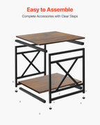 VEVOR End Table 18" Square, 2-Tier Side Table with Open Storage Shelves, Industrial Nightstand Bedside Table with Metal Frame & Wood Top, Small Sofa Table for Living Room, Bedroom, Office, Dorm