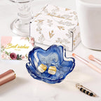 Gifts for Women Flower Jewelry Dish Ring Holder Dish Jewelry Tray Bathroom Vanity Organizer Blue Room Decor Aesthetic Nightstand Bedroom Decor Trinket Dish Small Friendship Wedding Birthday Gifts
