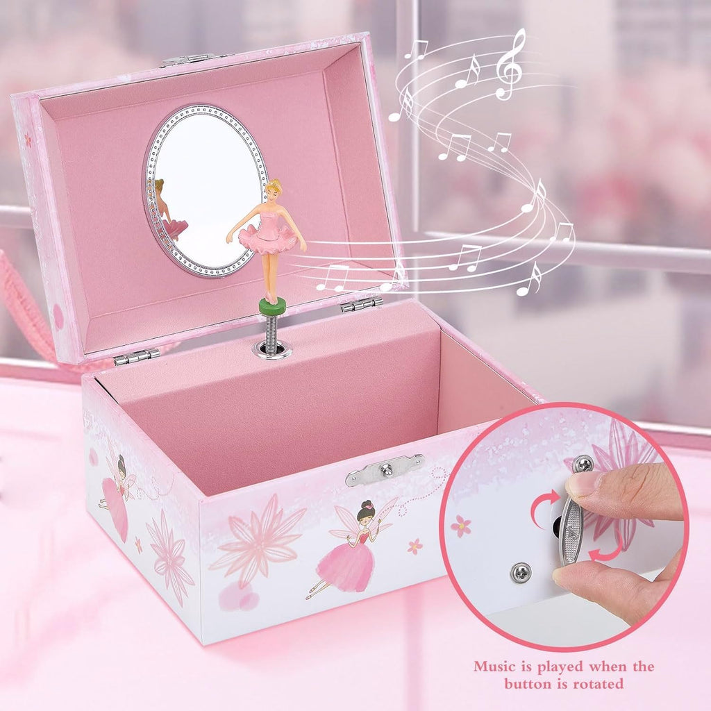 Girl's Gift Music Box with Spinning Ballerina,Fairy Design Musical Jewelry Box for Kids Jewel Storage,Toys for Girls