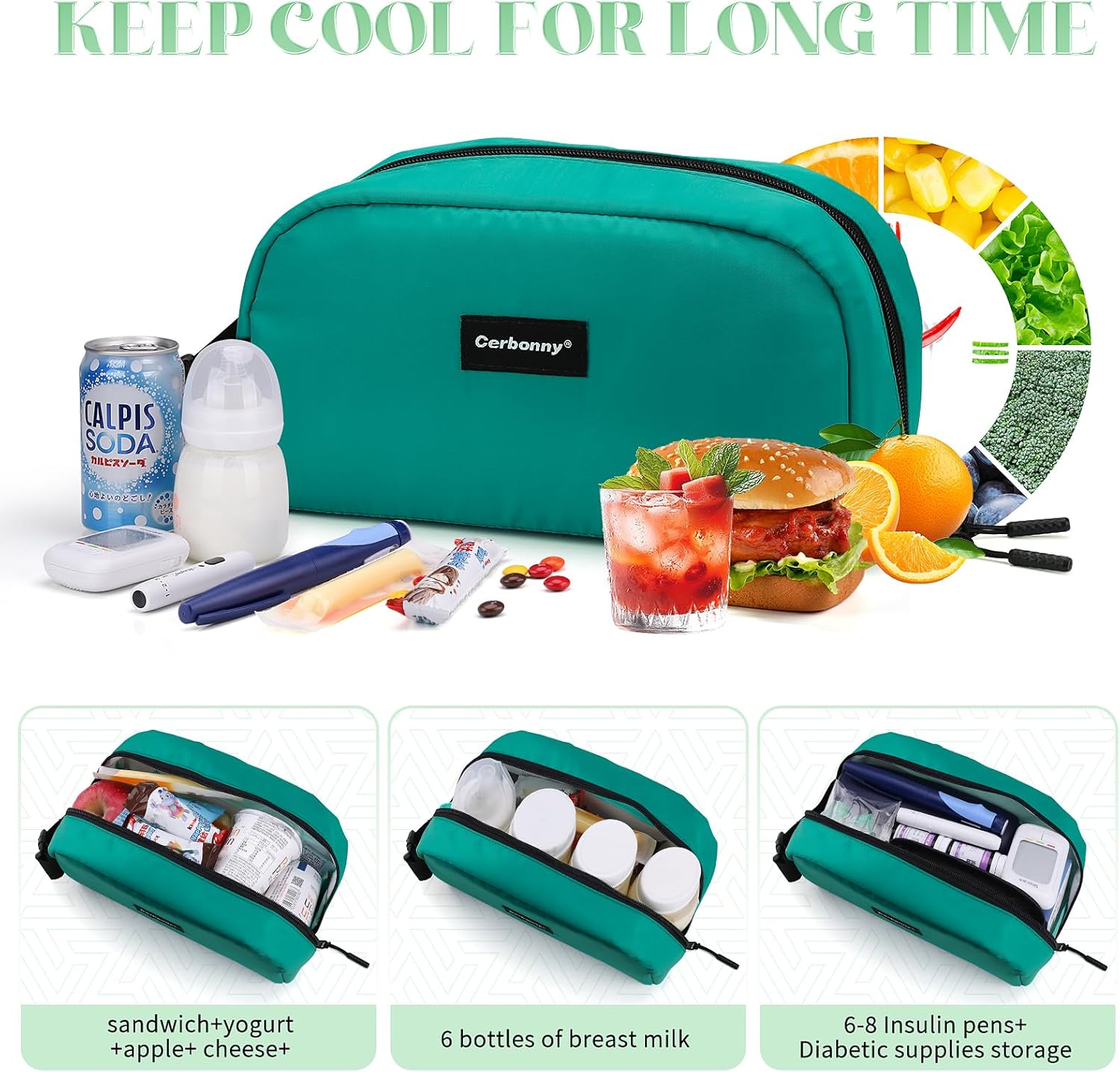 Cerbonny Small Cooler Bag Freezable Lunch Bag for Work School Travel, Leak-proof, Insulated, Waterproof, Portable, 3.5L, Iron Blue-2