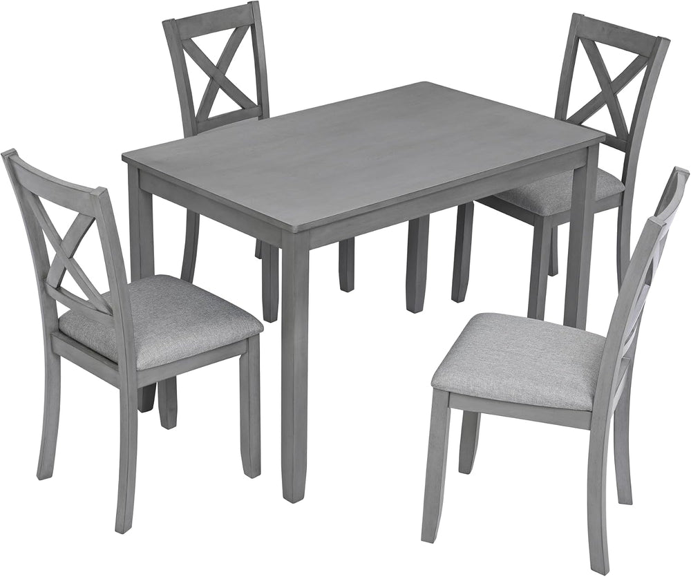 LUMISOL 5-Piece Dining Table Set for 4, Farmhouse Kitchen Table Set with 4 Up...