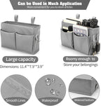 Bseash Bunk Bed Organizer, Bedside Caddy Hanging Bed Organizer Storage Bag with 4 Pockets and 2 Hooks, for College Dorm Rooms Bed, Hospital Bed, Baby Bed Rails, 600D Oxford Cloth (Gray)