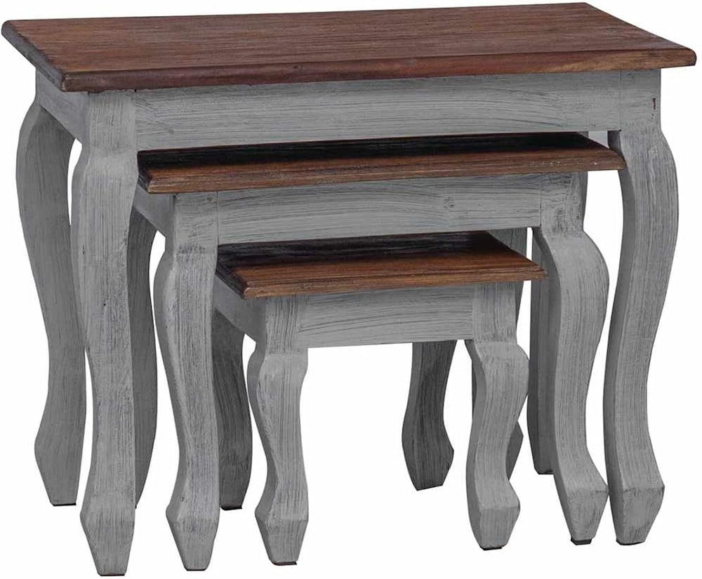 Gecheer 3 Piece Nesting Tables Set, Solid Mahogany Wood Side Tables, Antique ...