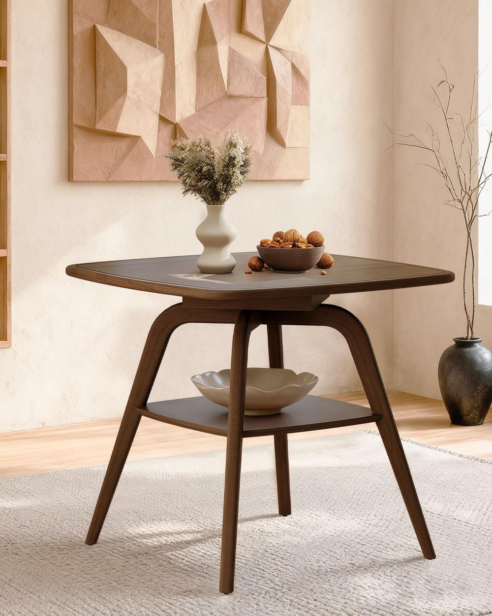 LKTART Small Dinner Table for 2, 29.5" Long Square Solid Wood Dining Tab...
