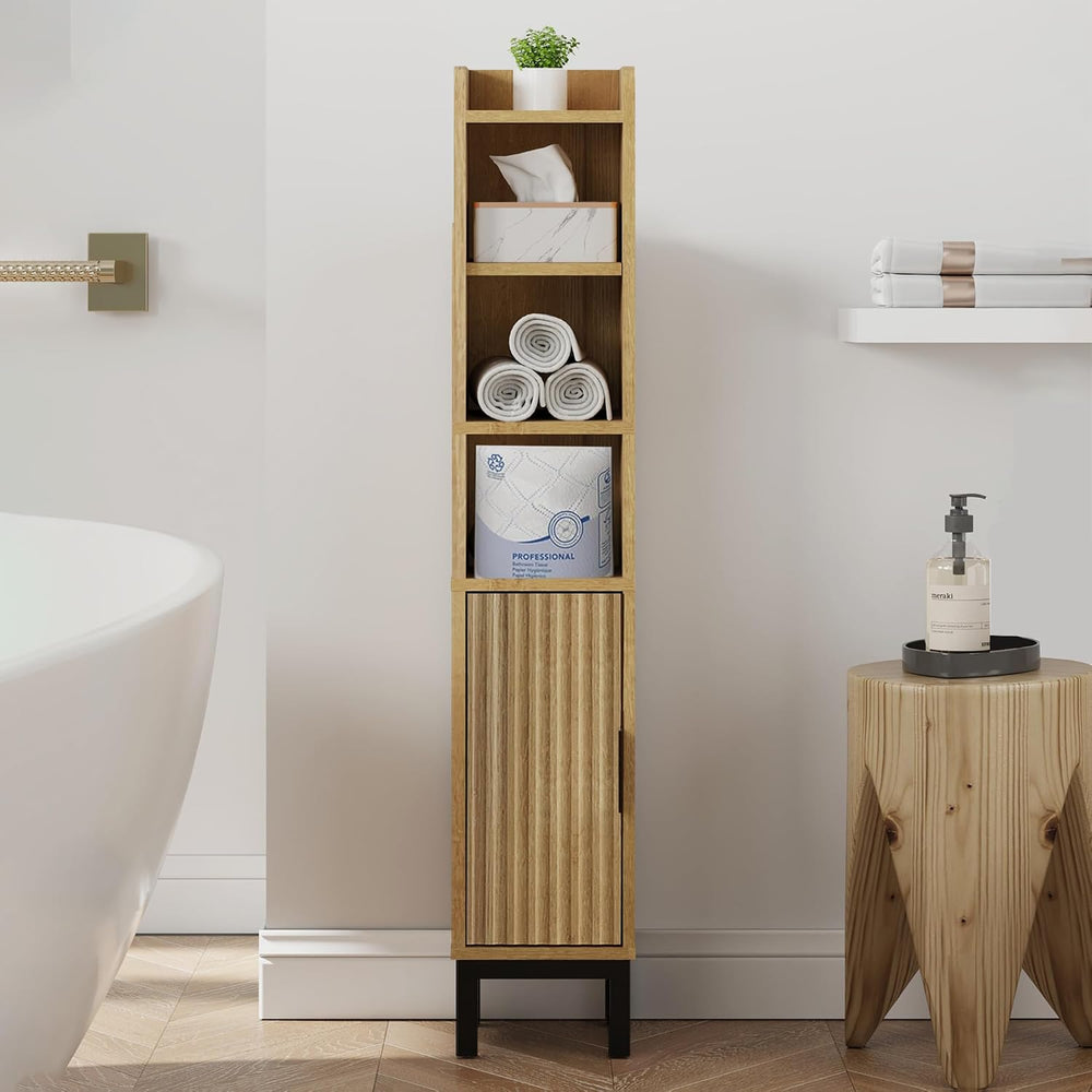 FerniTry Narrow Bathroom Storage Cabinet, Corner Toilet Paper Floor Cabinet 5...
