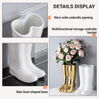 Indoor Rain Boots Umbrella Rack Tall Entryway Ceramic Umbrella Stand Holder Multifunctional Vase Floor Storage Umbrella Canes/Walking Sticks Bucket for Home Office Porch.(White)