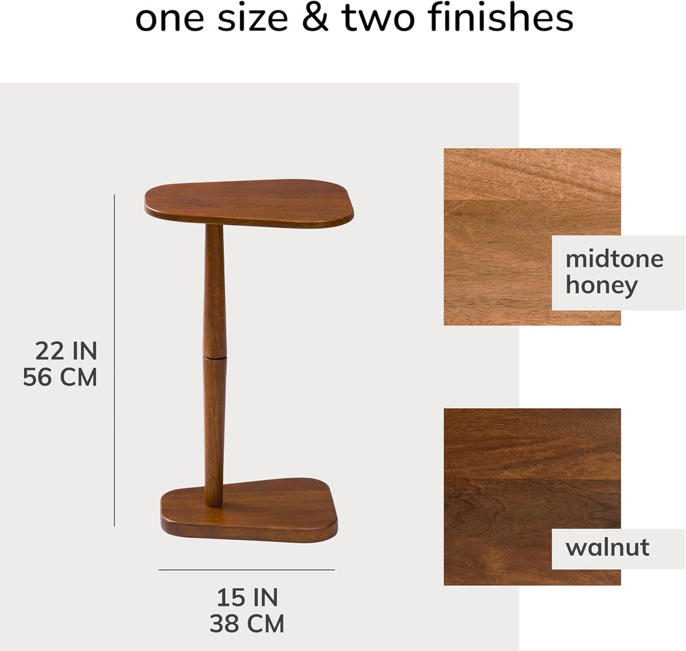 MH London Sammy C-Shaped Side Table - 22" High Solid Mango Wood End Tabl...