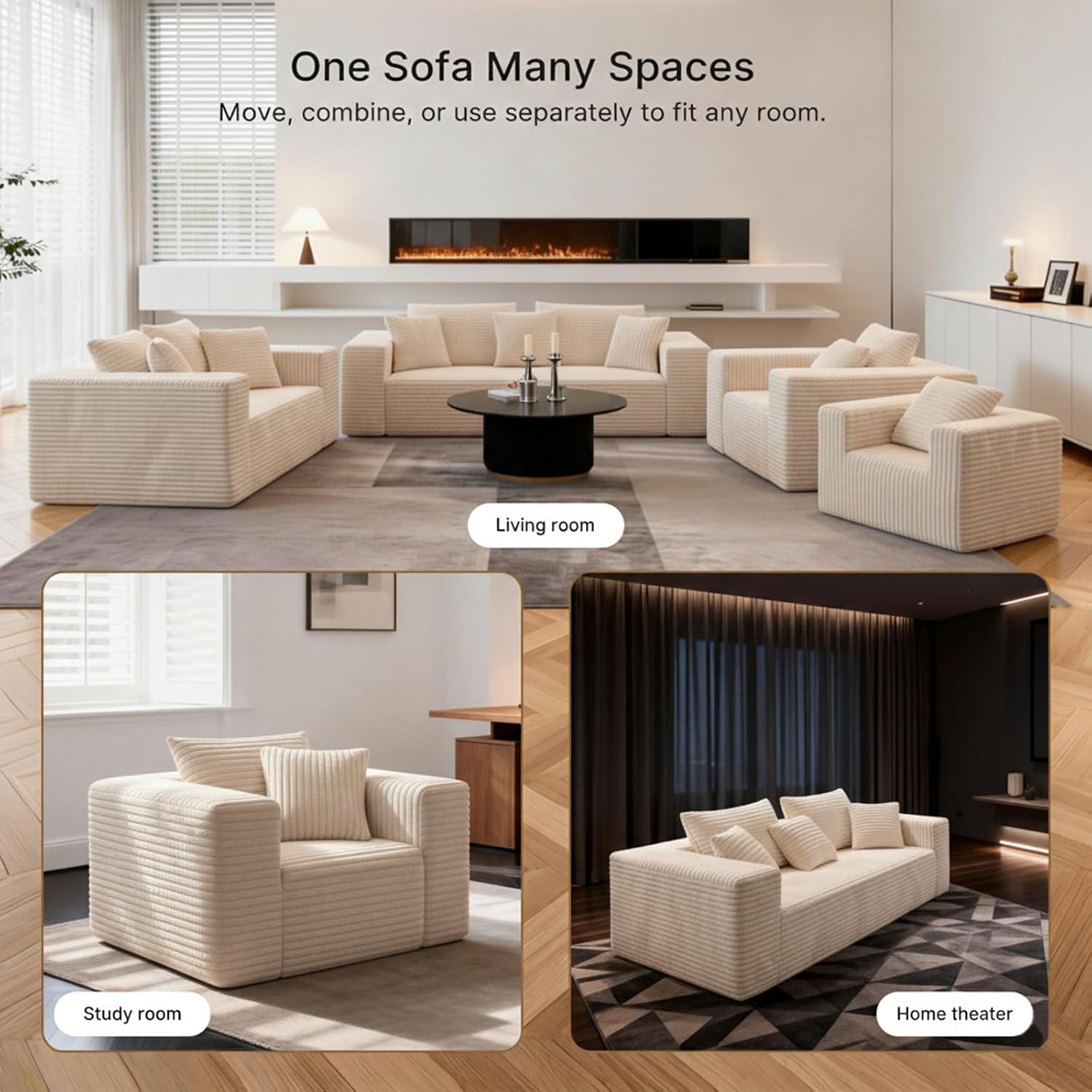 Single Cloud Sofa, No Assembly Required, High Backrest Wider Armrest Giant Bean Bag Chair, Foam Boneless Oversized Space Couch, Comfy Furry Pillowed Sofa for Living Room Bedroom Apartment Dorm Office