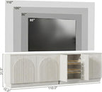 Yechen Fluted TV Stand with Arched Reeded Design Doors, Modern Entertainment Center with Storage for Up to 98", TV Media Console, TV Cabinet for Living Room, Bedroom/White Oak(2 PCS)
