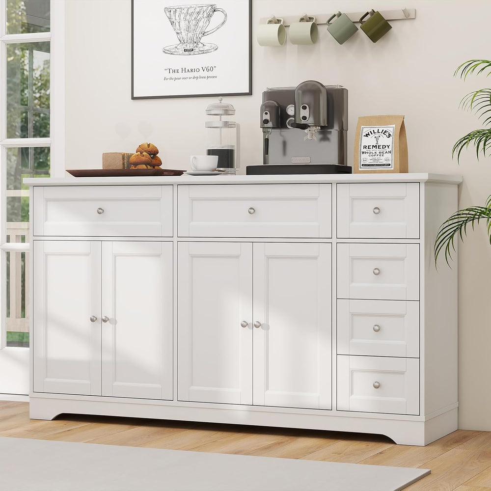 Giantex Large Buffet Cabinet with Storage, 59” Kitchen Cabinet with 4 Doors, ...