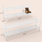 Shoe Rack, 45.6" Expandable Shoe Storage Organizer for Closet - Stackable | 2-Tier Metal Long Shoe Shelf with Sturdy Wire Grid Shoe Stand Holder for Entryway, Garage, Bedroom, Door Entrance, White