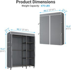 VIPEK V7C Garment Racks with Cover Portable Closets for Hanging Clothes, Heavy Duty Clothes Rack with Shelves Metal Closet Wardrobe, Max 670lbs, Black Rack with Grey Upgraded Polyester Cover