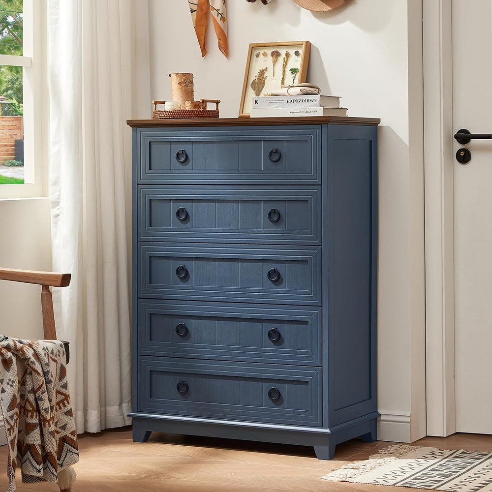 Joaxswe Farmhouse 5 Drawer Dresser for Bedroom, 42" Tall Small Dressers ...