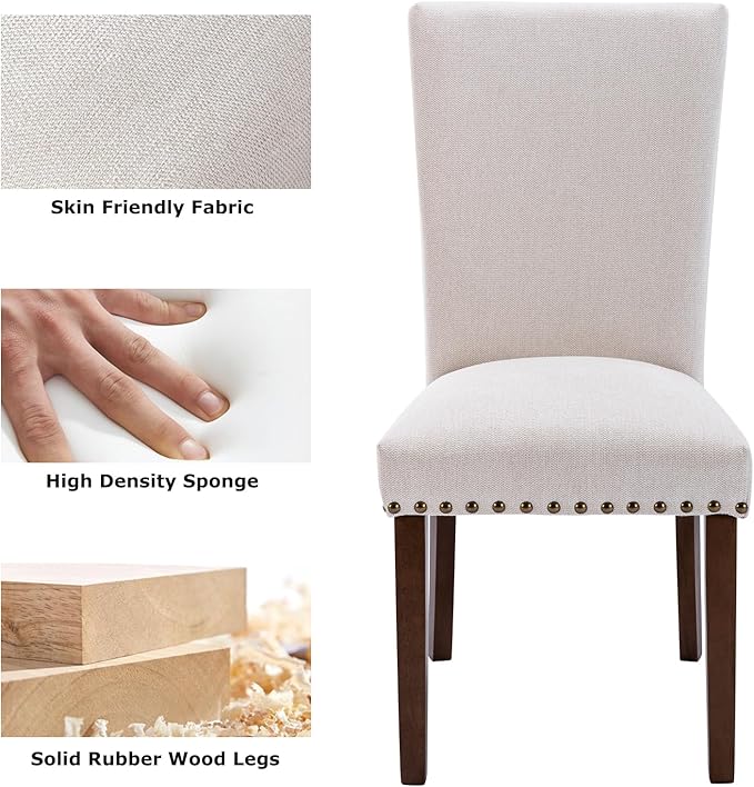 COLAMY Upholstered Parsons Dining Chairs Set of 4, Fabric Dining Room Kitchen...