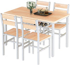 Hooseng Dining Table Set for 4, Wood Kitchen Table Chairs Set with Storage, Farmhouse 5 Piece Dining Room Table Set, Space-Saving Dinette Set for Breakfast Nook, Apartment