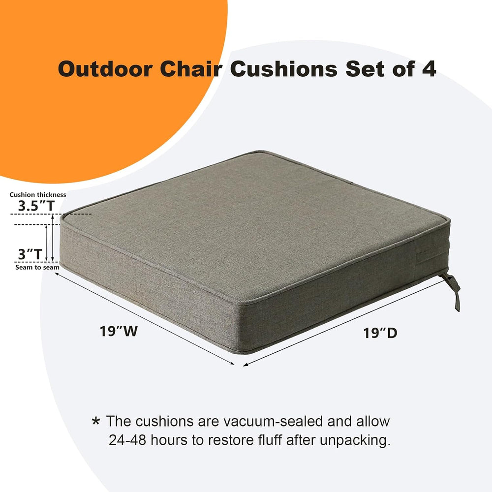 Sunbrella Square Corner Seat Cushions, 19" x 19" x 3", Set of ...