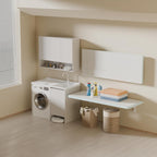 IAE Wall Mounted Folding Table with Pine Wood,36" x 14" Floating Wall Desk,Laundry Folding Table with Shelf Brackets,Fold Down Desk Shelf,Folding Workbench for Home,Dining,Laundry Room,Kitchen,White