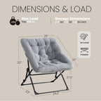 Oakham Comfy Chair for Adults, Soft Faux Fur Folding Lounge for Bedroom Living Room Dorm Rooms Flexible Reading Chair for Teens Kids, X-Large Foldable (Faux Fur-Grey)