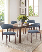 Dining Room Chairs Set of 4, Upholstered Farmhouse Dining Chairs, Modern Fabric Kitchen Chairs with Solid Wood Leg,Blue