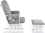 Penau Glider Ottoman, Soft Quiet Gliding, Gray Wood | Nursery Bonding Spot, Soft Gliding Motion, Button Tufted Back, Side Pocket, Matching Ottoman