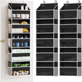 SpaceAid 2 Pack Over The Door Organizer with 5 Large Pockets and 10 Mesh Side Pockets, 5 Layers Door Organizer Hanging with Clear Window for Bedroom, Bathroom, Pantry and Nursery, Black