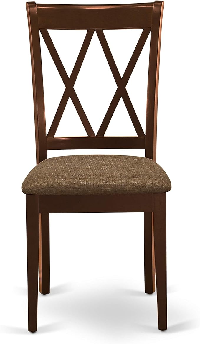 East West Furniture DOCL5-MAH-C 5 Piece Modern Dining Table Set Includes a Rectangle Wooden Table with Butterfly Leaf and 4 Linen Fabric Dining Room Chairs, 42x78 Inch, Mahogany