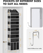 Over The Door Organizer Hanging 6-Shelf Storage Organizer with 50lb Heavy Duty Perfect for Bathroom Closet Nursery Bedroom Laundry Pantry (Black, 1 Pack)
