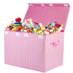 Mayniu Large Toy Storage Box Chest for Girls Kids, Sturdy Toy Box Bin Organizer Baskets with Lid for Living Room, Nursery, Closet, Bedroom, Playroom 25"x13" x16" (Pink)