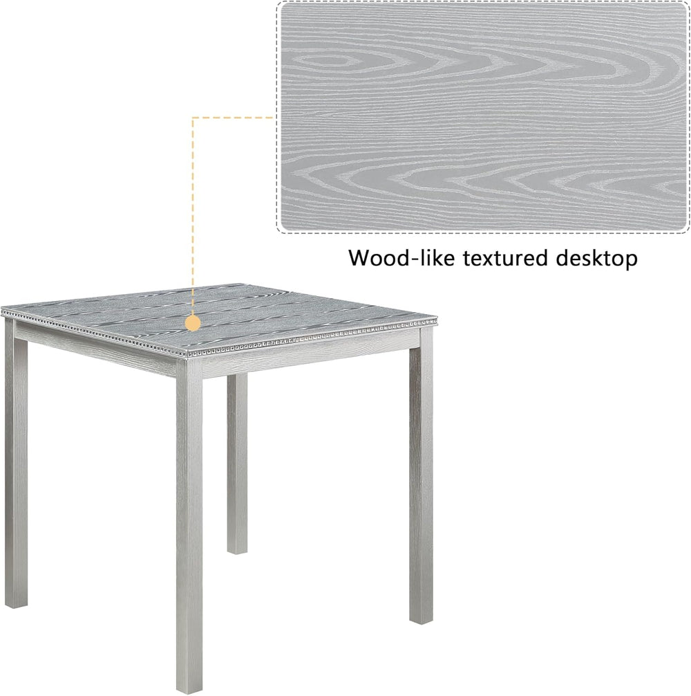SOFTSEA Wooden Dining Table up for 4, Square Kitchen Table with Solid Wood Le...