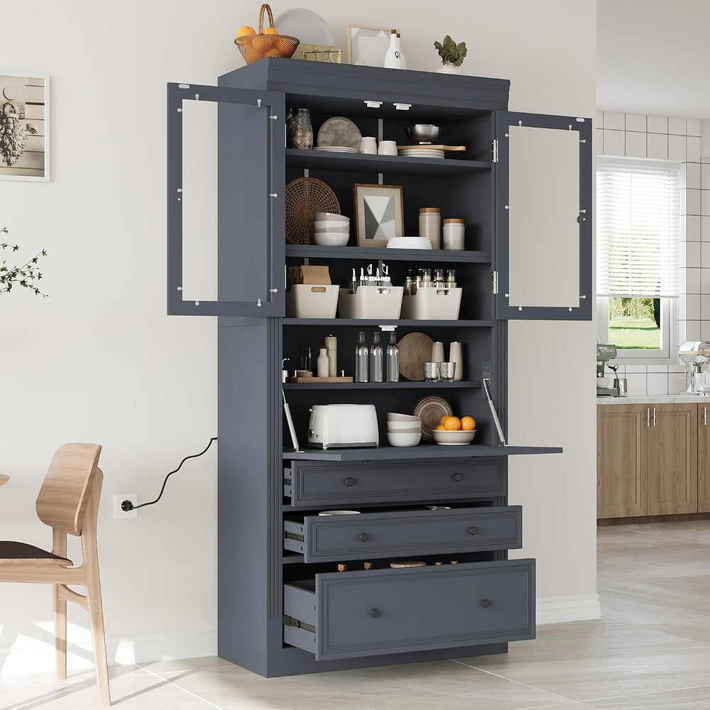 JIJIWANG 78" Tall Freestanding Kitchen Pantry Storage Cabinet,Multifunct...