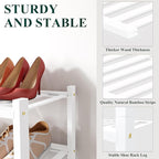 Smiry Shoe Rack, 4 Tier Long Bamboo Shoe Organizer, Stackable Free Standing Wooden Shoe Storage Shelf for Closet, Entryway, Front Door Entrance, White