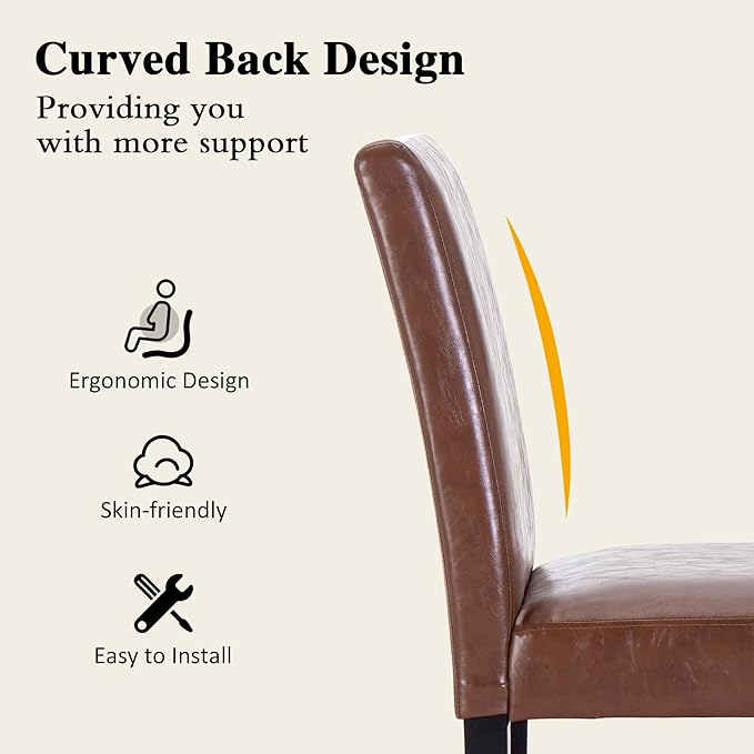 LSSPAID Dining Chairs Set of 2, Modern Stylish PU Leather Upholstered Parson ...